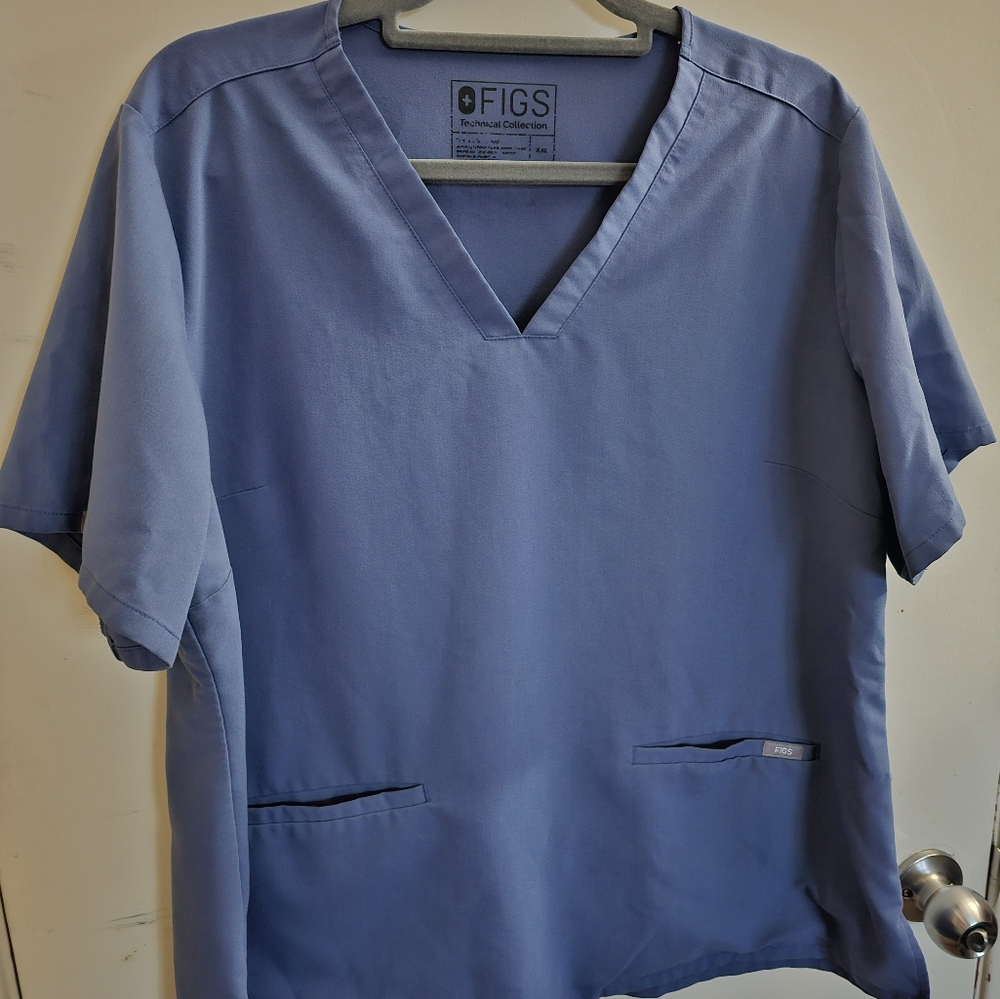 Figs Women's Blue V-Neck Blouse